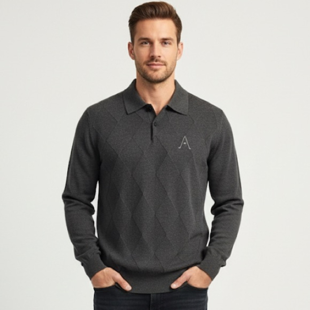 Hogan Charcoal Polo Shirt 100%merino wool. 100%lana
2